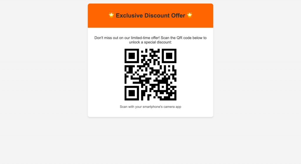 QR phishing discount coupon example